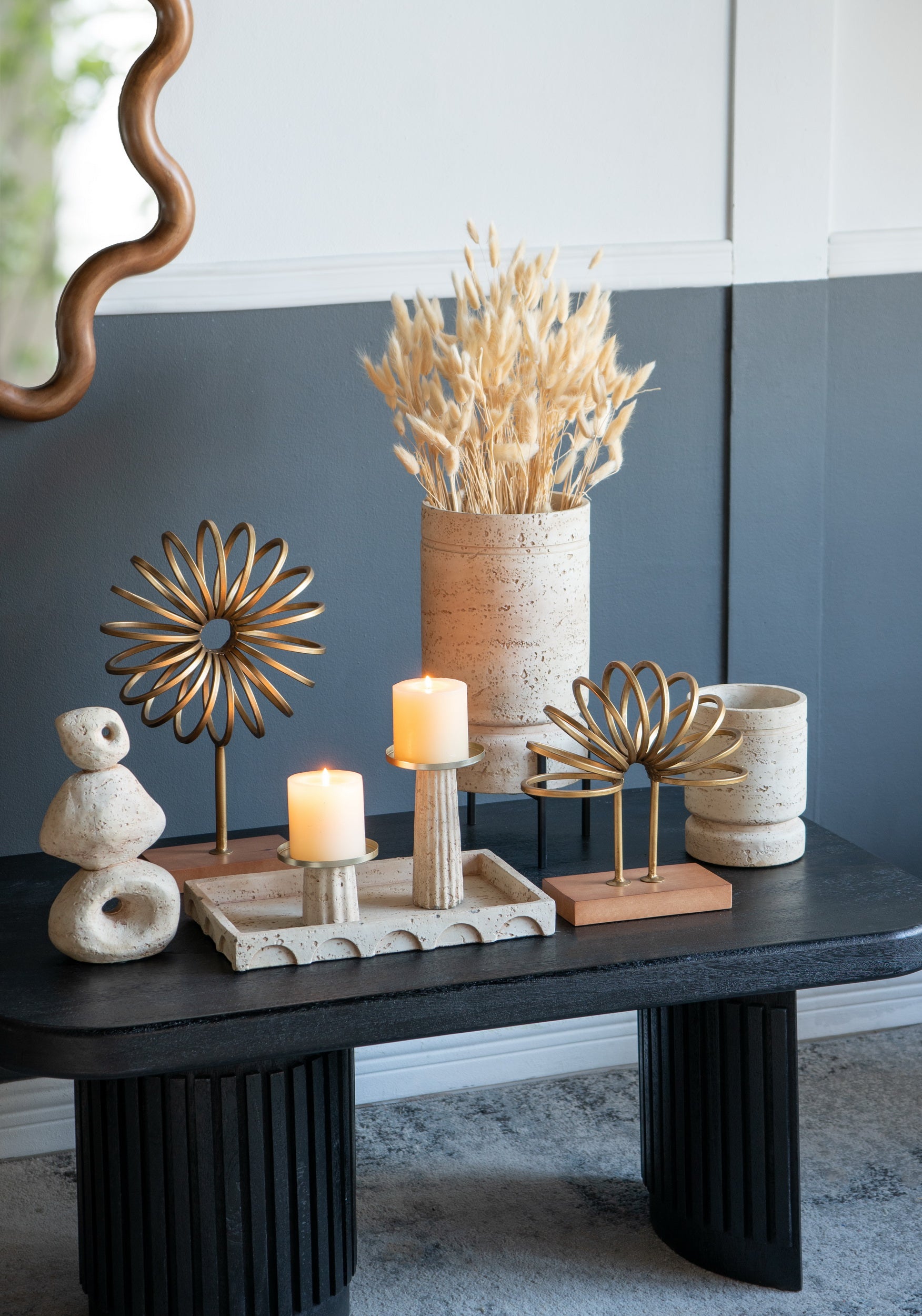 Large Travertine Candle Holder